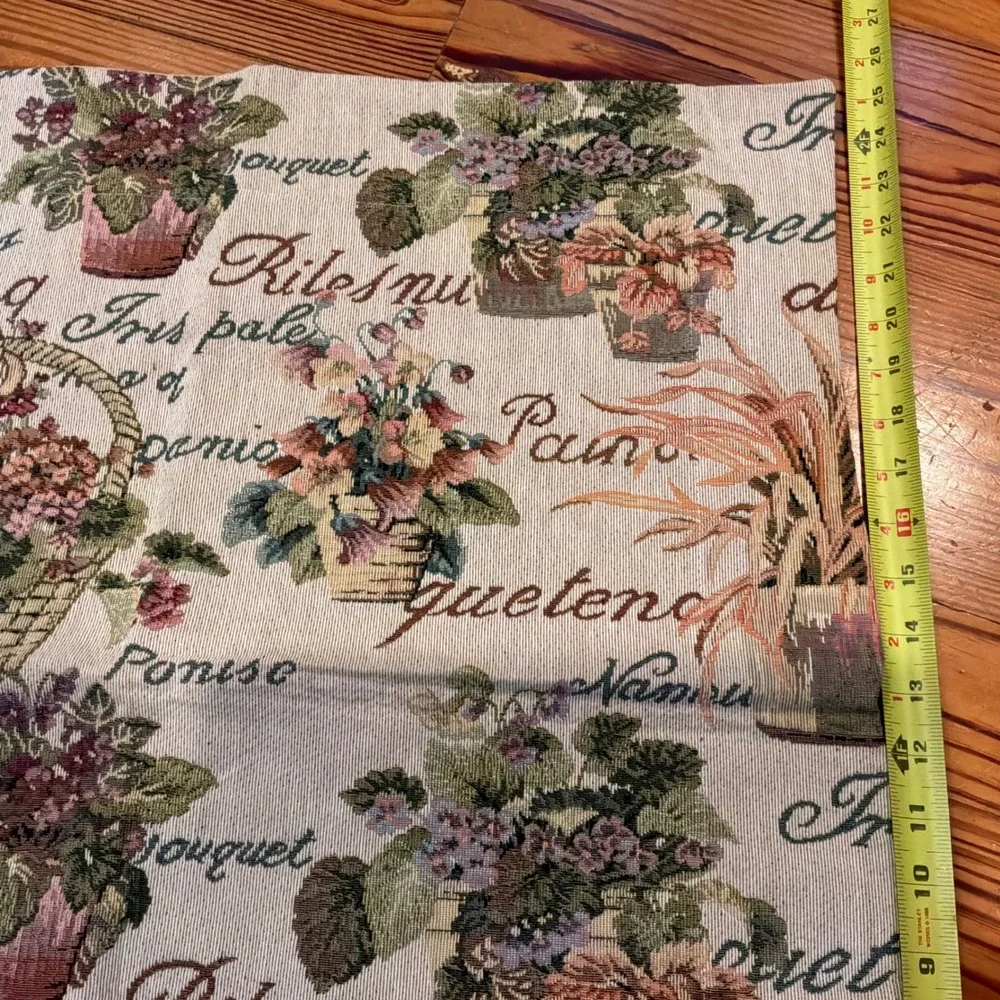 NOS VTG Woven Tapestry Floral Garden Pillow Sham Pink Backing Needs Stuffing